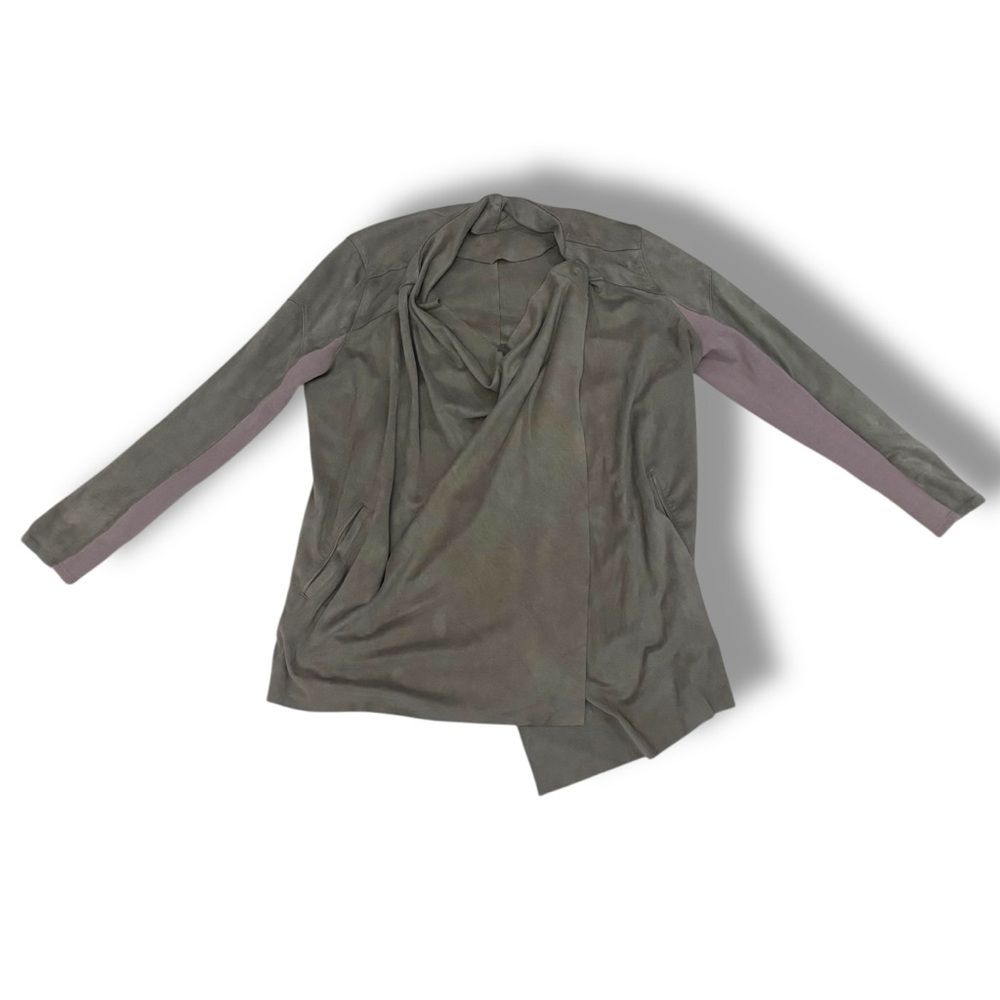 Blank NYC Greyish Taupe Drape Faux Suede Jacket Medium